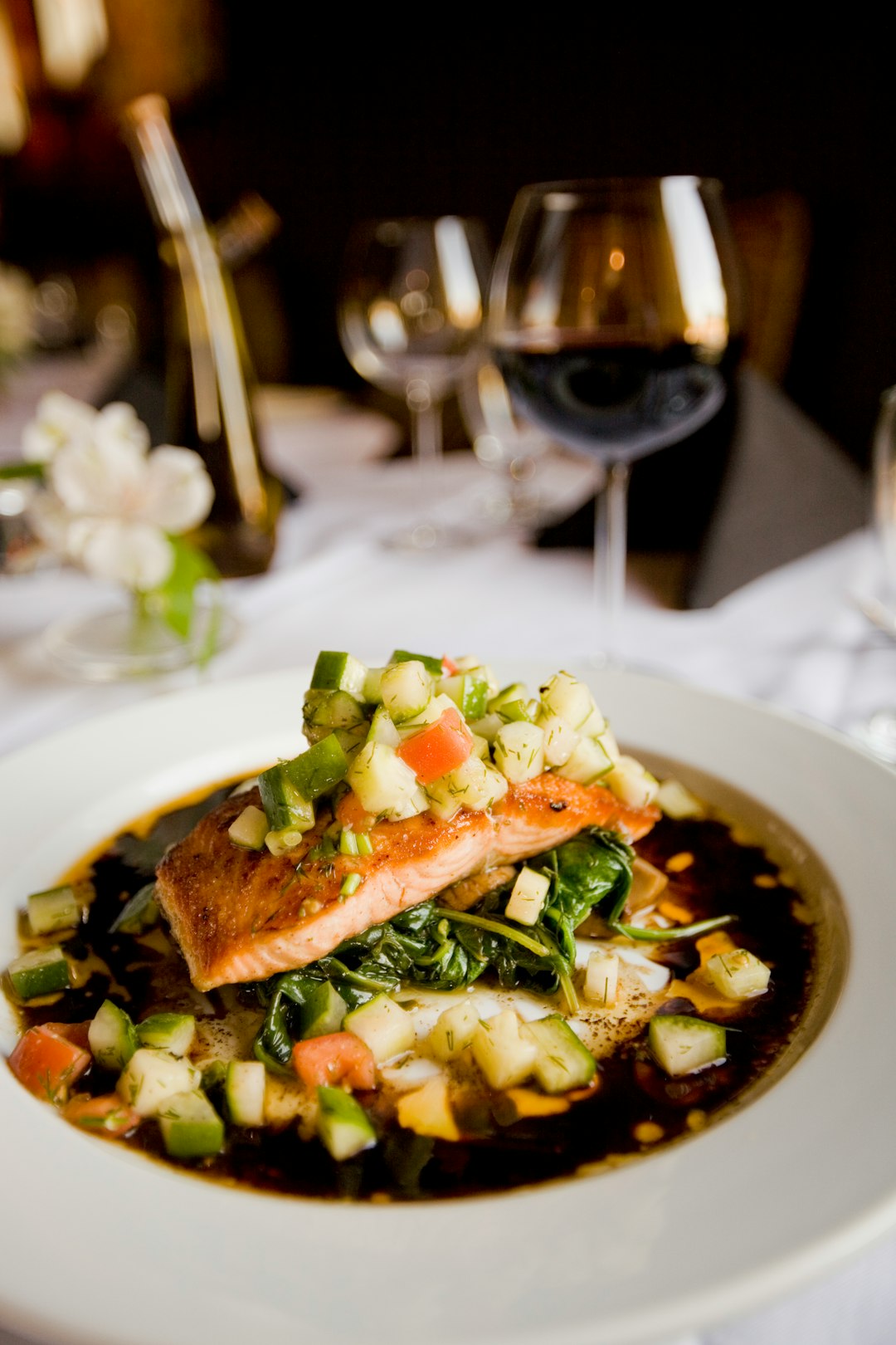 Meal with salmon and zucchini
